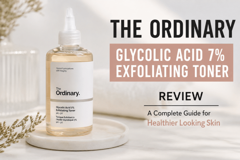 The Ordinary Glycolic Acid 7% Exfoliating Toner bottle for brighter smoother and healthier looking skin